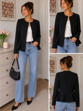 Moon Goddess Boutique Black Peplum Blazer Jacket